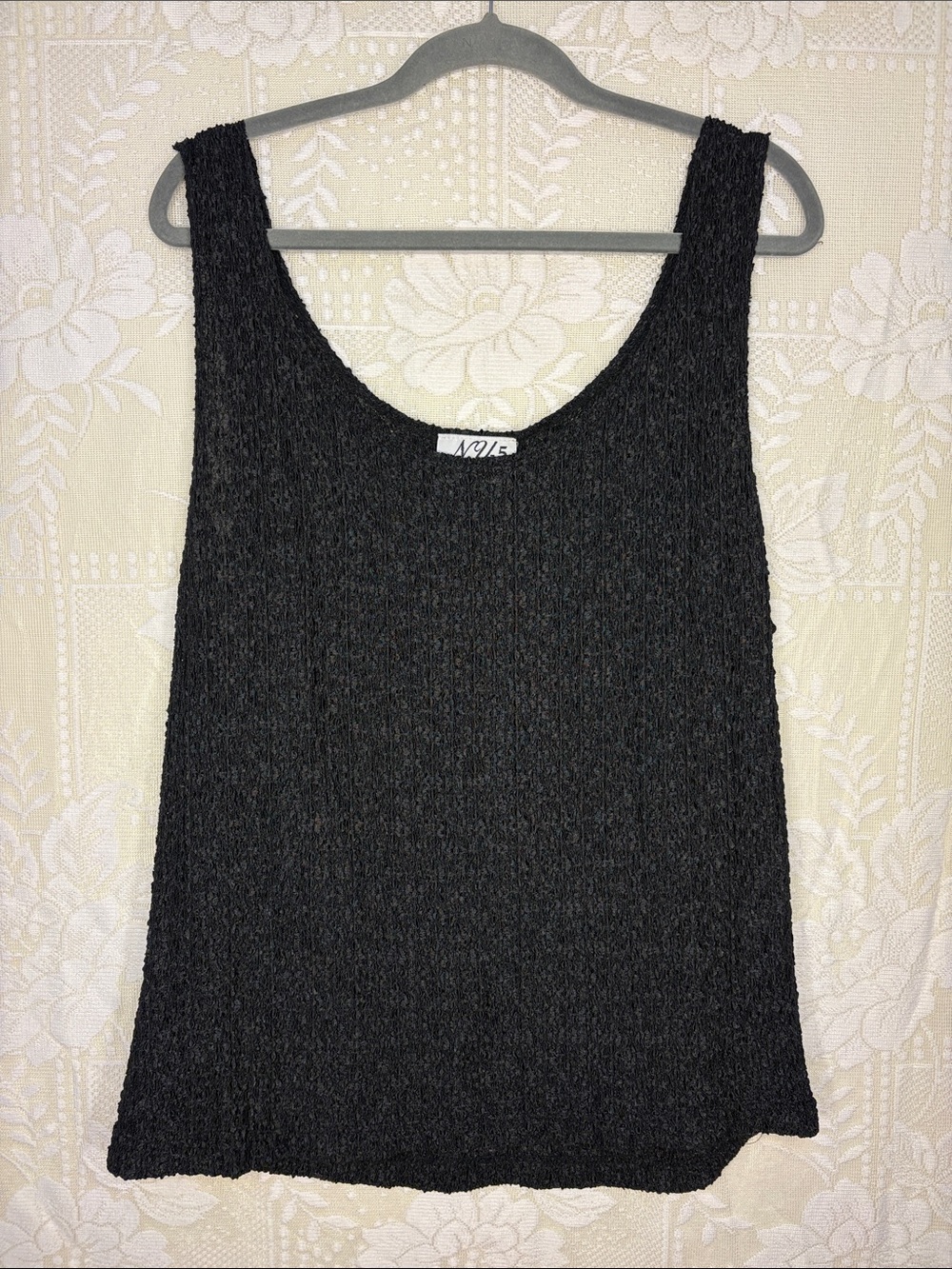 Women's Black Textured Knit Tank Top -